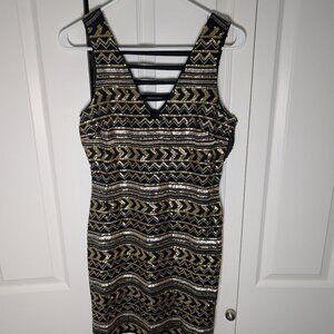 GB Gold, Silver, Black, Sequin Mini Dress Size M